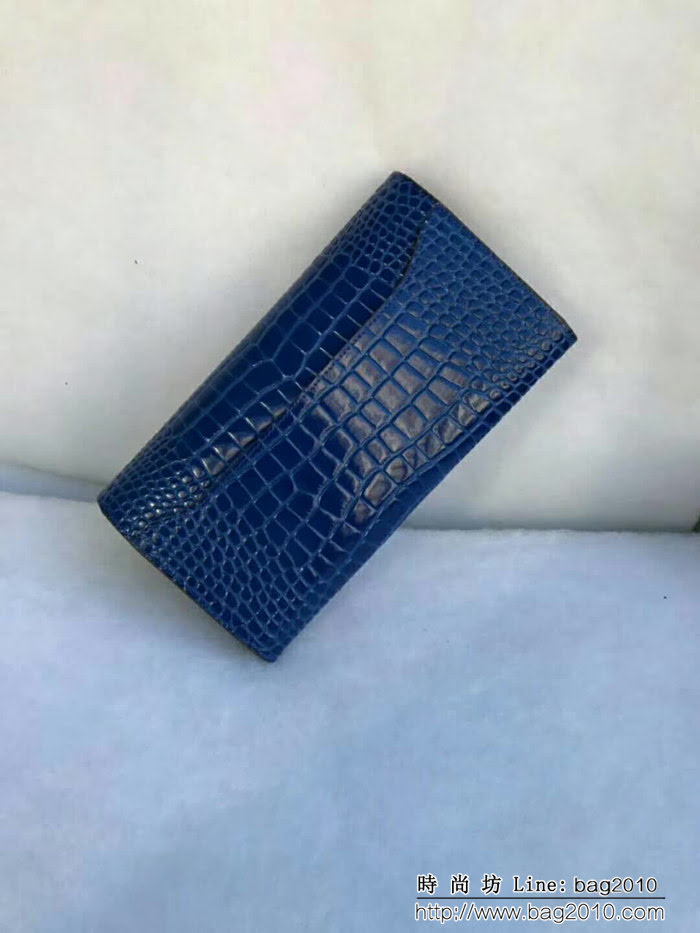 HERMES愛馬仕 H扣 鱷魚皮配羊皮 長款女士錢包 JD1293